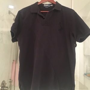 Black RL polo with black logo. XL custom fit.